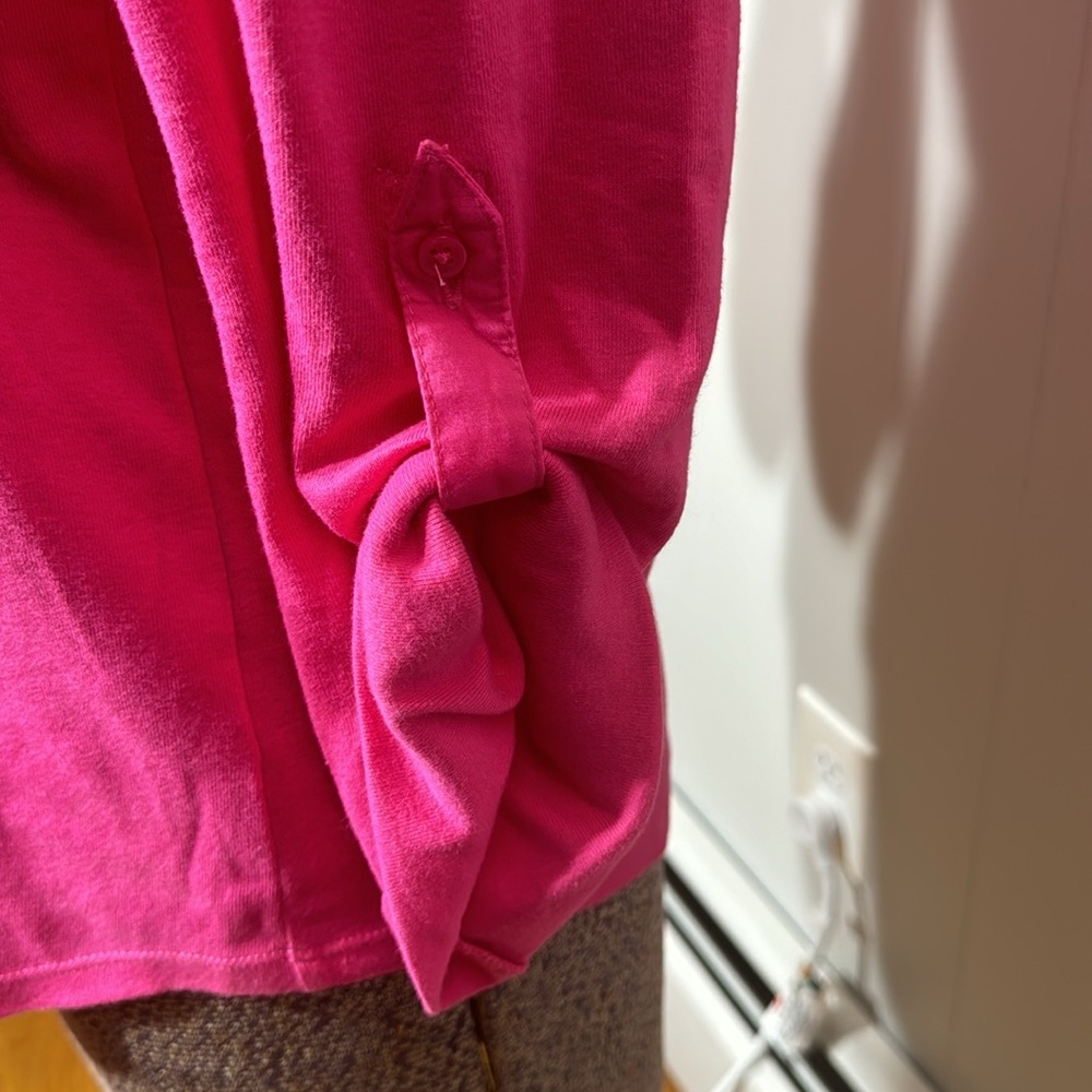 Liz Claiborne Womens Large Pink Blouse V-Neck - Picture 3 of 9